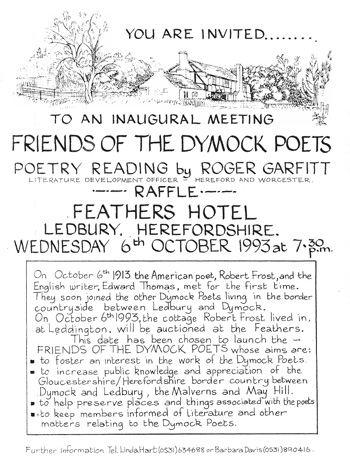 Poster for the inaugural meeting of the Friends of the Dymock Poets